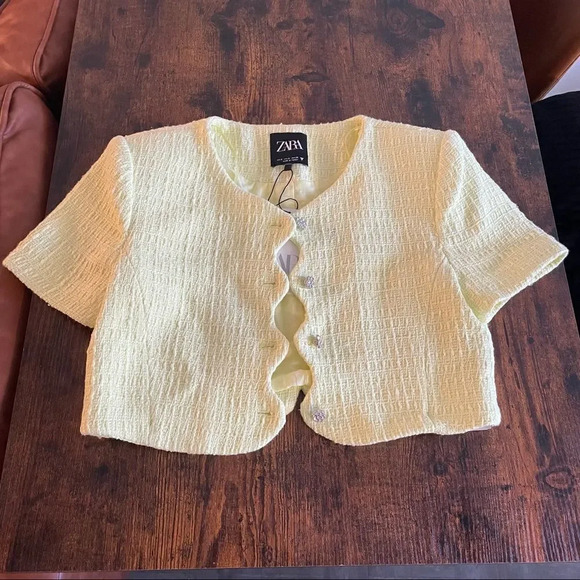 ZARA TEXTURED CROP JACKET  - Picture 12 of 15